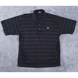 Masters Clubhouse Collection Polo Shirt Mens XL Black Striped Augusta‎ Logo Golf